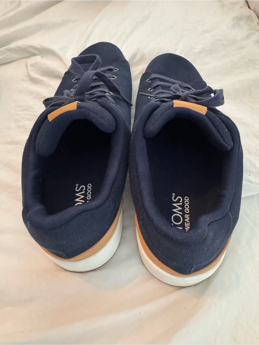 TOMS Navy and Tan Low-Top Canvas Sneaker